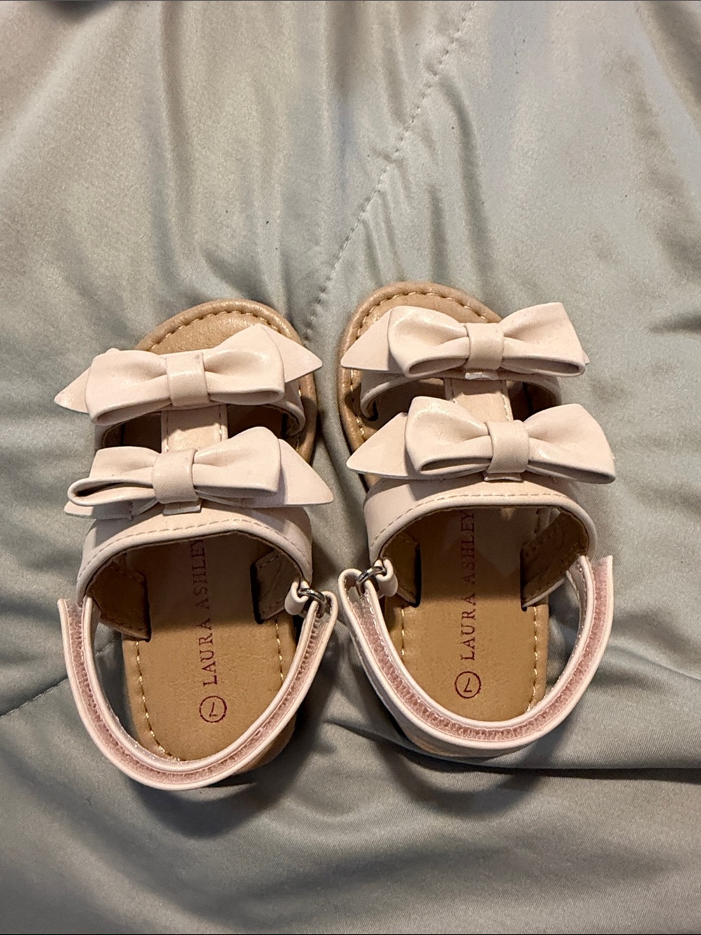 Laura Ashley Light Pink Bow-Topped Girls' Sandals